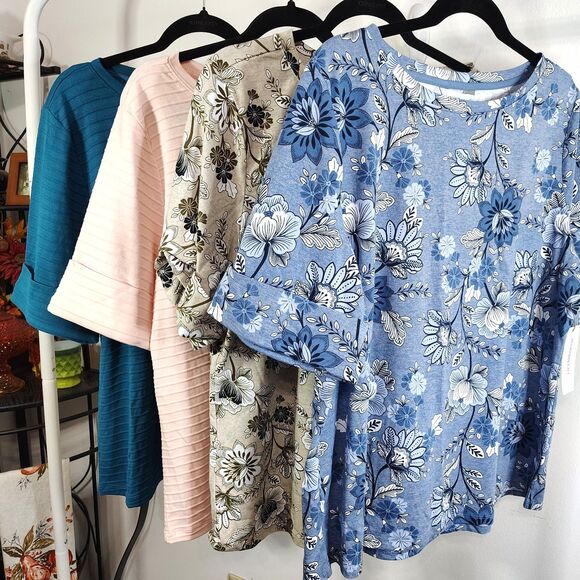 NEW! Bundle of 4 LIZ CLAIBORNE Short Sleeve Stretch XXL Women's Plus Size Shirts - Picture 1 of 6